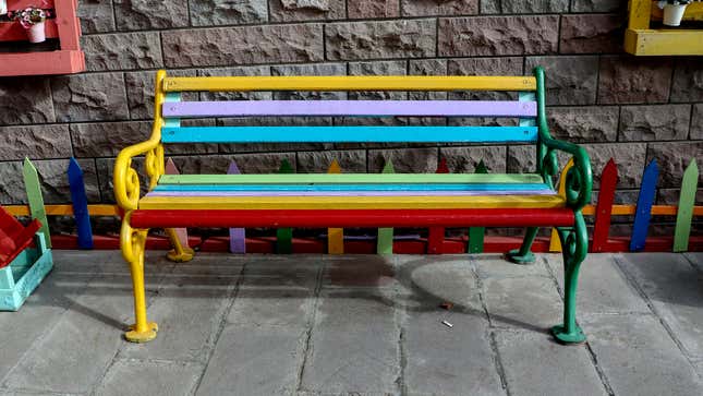 Image for article titled Real Estate Developers Decide Colorful Bench Enough To Deem Area ‘Arts District’