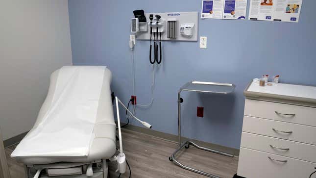 An exam room is seen inside Planned Parenthood Friday, March 10, 2023, in Fairview Heights, Ill. Many women will travel this year away from their homes in nearby states where abortion access has been restricted to be seen at clinics like Planned Parenthood in southern Illinois. (AP Photo/Jeff Roberson)