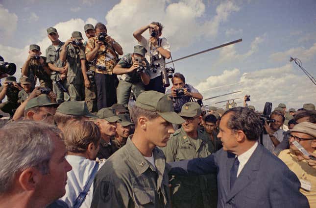 Nixon in Saigon in 1969, during his first visit to South Vietnam.