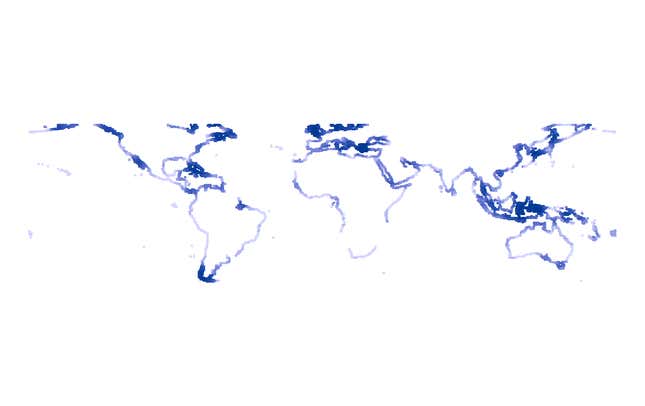 Coastal connectivity around the world