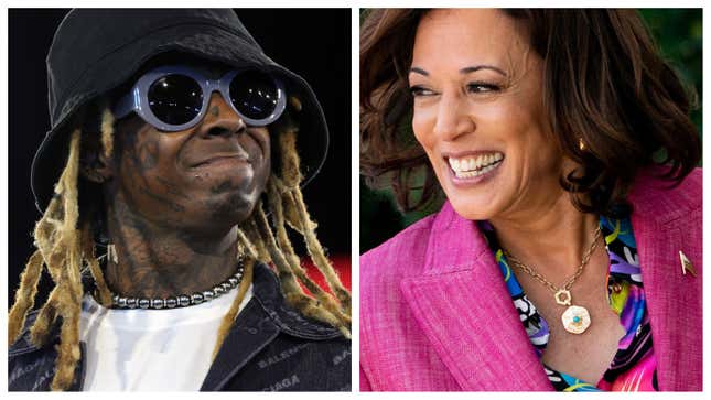 Lil Wayne, left; Vice President Kamala Harris.