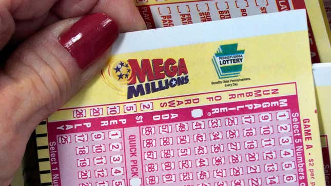A Mega Millions lottery card
