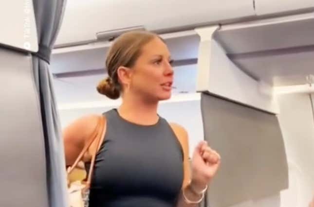 Image for article titled The Infamous Airplane Karen Who Had TikTok In A Frenzy Over What She &quot;Saw&quot; Has Been Identified