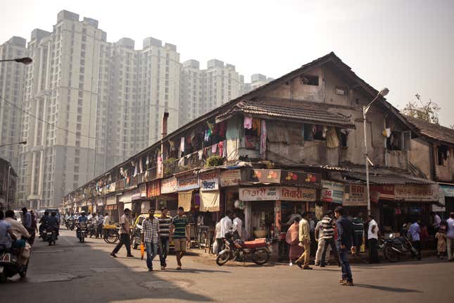 Bhavan Chawl in the shadow of a government housing complex.
