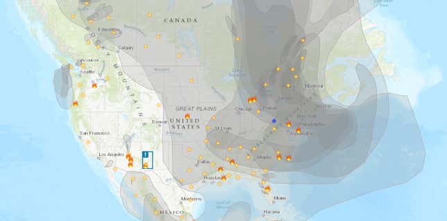 Airnow.gov map on June 7, 2023