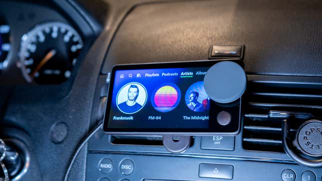 A photo of the Spotify Car Thing from another angle