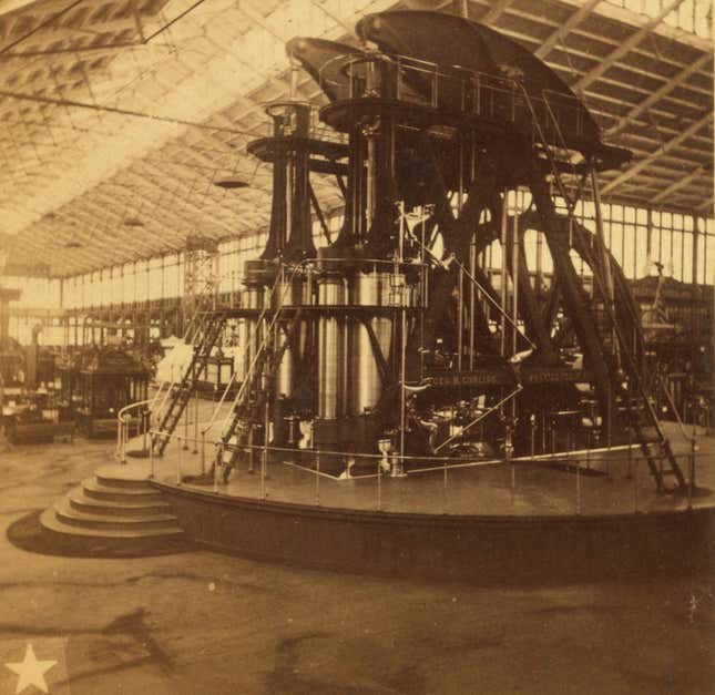 Photo of a Corliss steam engine, Philadelphia, 1876