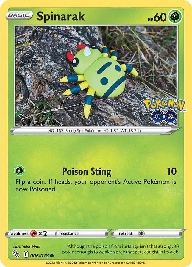 A Spinarak Pokemon card.