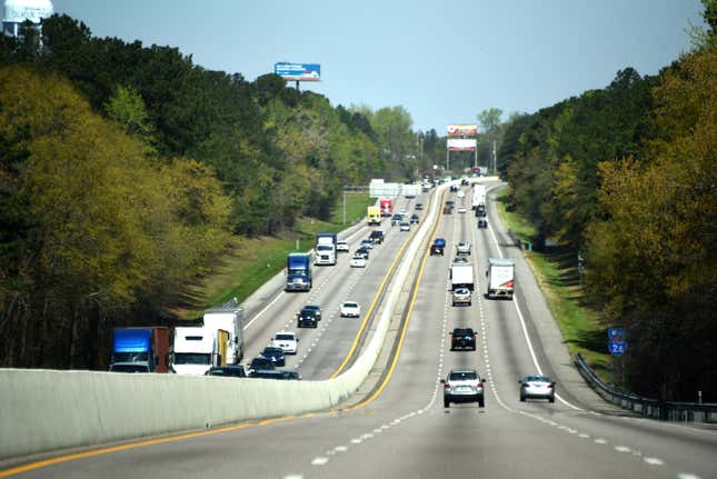 INTERSTATE 26 SC - MARCH 29: Traffic on Interstate route 26 between Charlotte and Columbia March 29, 2019 South Carolina