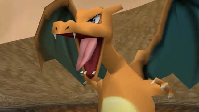 A Charizard, roaring away in excitement.