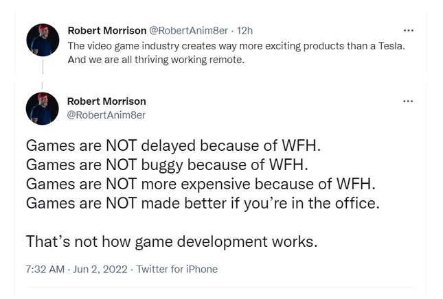 A PlayStation developer tweets about remote work.
