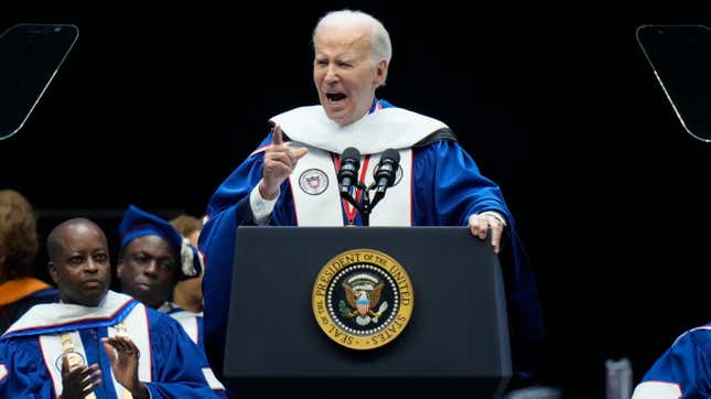 President Joe Biden speaks at Howard University’s commencement in Washington, Saturday, May 13, 2023.