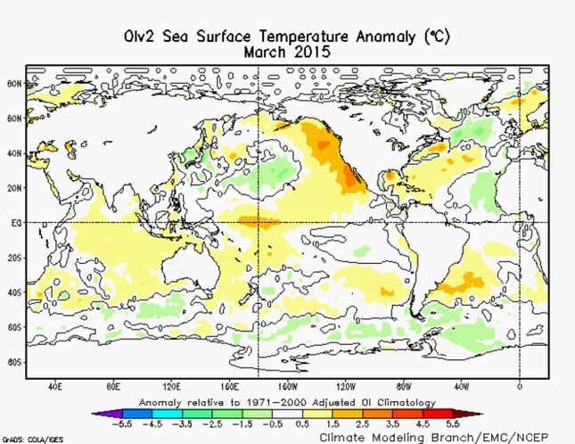 Sea temp anomaly march