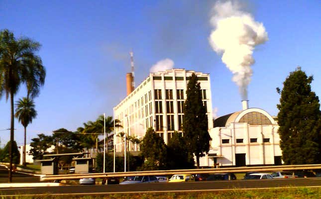Santa Elisa sugarcane processing plant in Sertãozinho, Brazil.