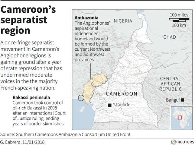 Image for article titled Cameroon’s “quiet” Anglophone crisis keeps escalating with killings, detentions mounting