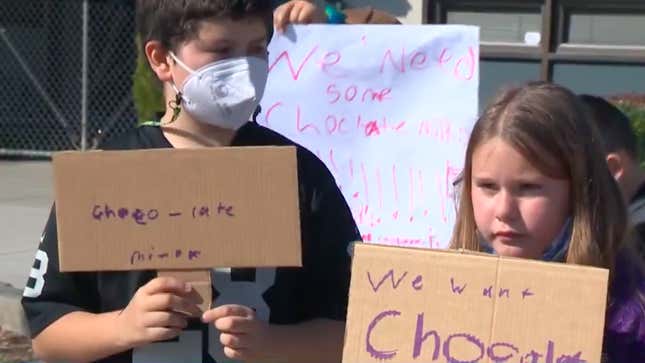 Image for article titled These Fourth Graders Are Protesting Chocolate Milk Tyranny