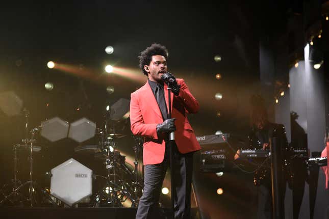 Musical guest The Weeknd performs on Saturday, March 7, 2020.