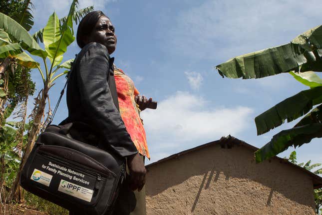 Akiiki Jemiima Mutooro is one of 40 village health workers trained by Reproductive Health Uganda using USAID funds.