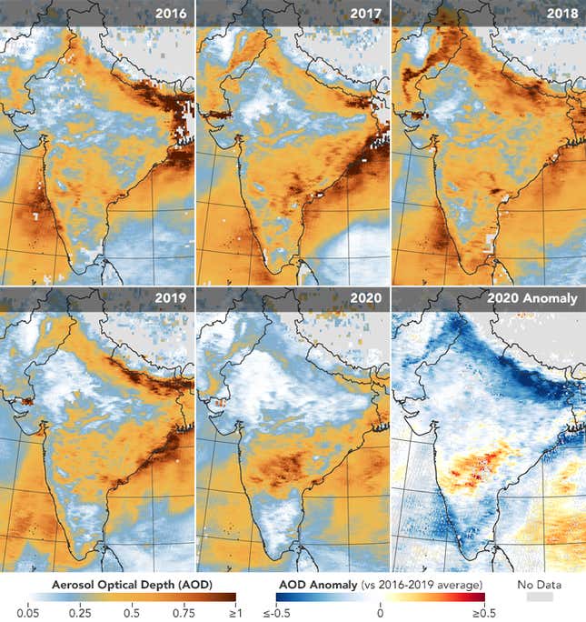 NASA Earth Observatory India lockdown