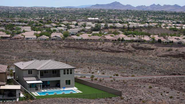 A house with a swimming pool in the desert near Las Vegas, NV.