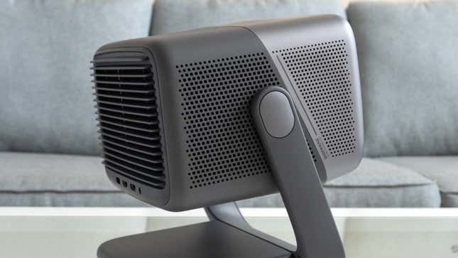 A shot of the speaker grill on the side of the JMGO N1 Ultra projector.