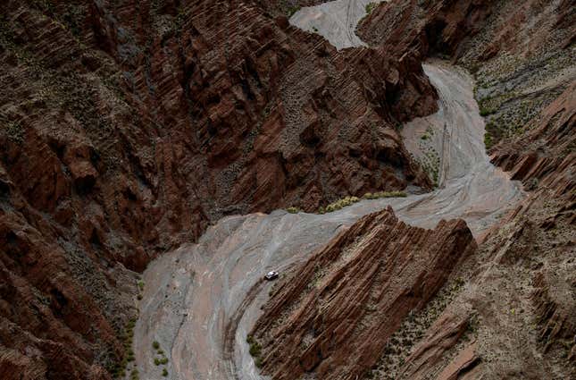 Image for article titled Photos: The epic landscape of the Dakar Rally, seen from above