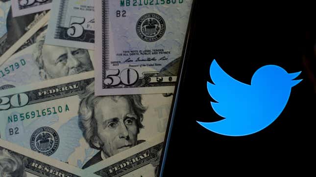 Stock photo of cash and Twitter logo
