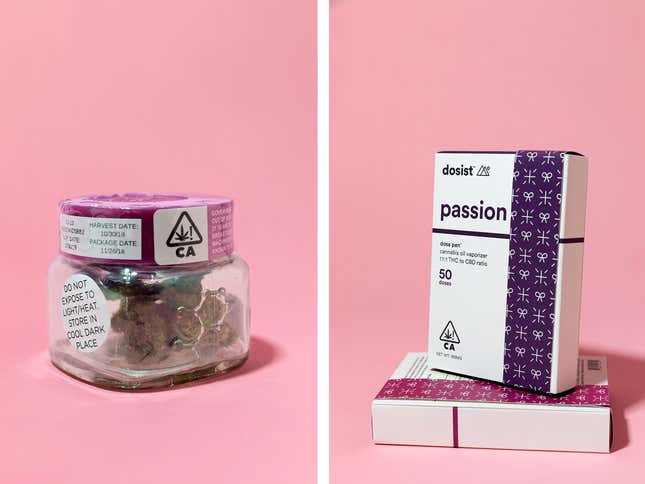 Cannabis flower and a pen for cannabis oil.