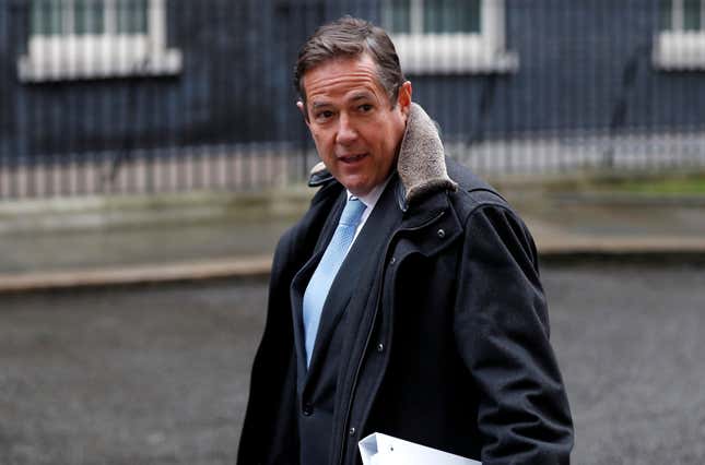 Former JPMorgan executive and Barclays' CEO Jes Staley arrives at 10 Downing Street in London, January 11, 2018. 