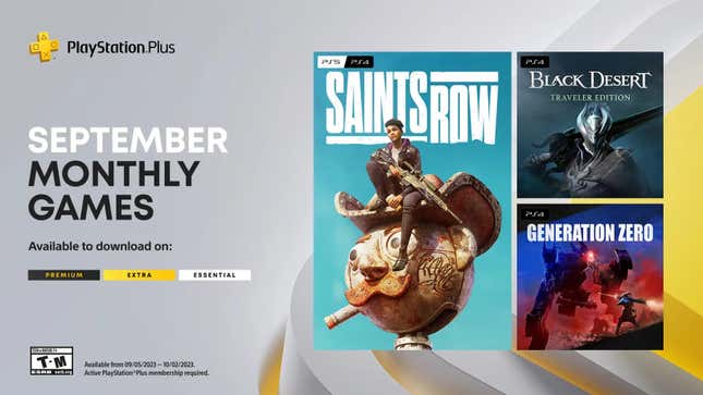 A screenshot shows the PS Plus games for September. 