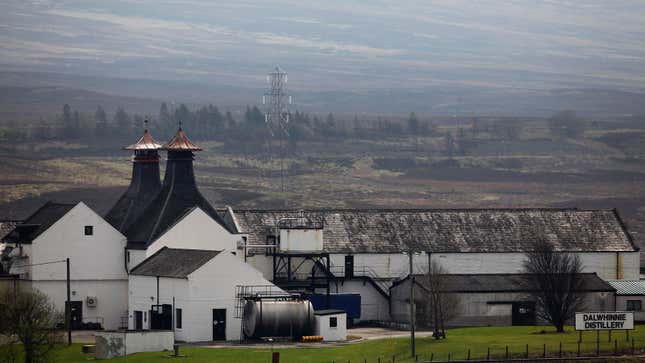 A photo of the Dalwhinnie Distillery in Scotland. 