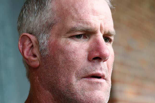 Former NFL quarterback Brett Favre speaks to the media in Jackson, Miss., Oct. 17, 2018. The governor of Mississippi in 2017 was “on board” with a plan for a nonprofit group to pay Brett Favre more than $1 million in welfare grant money so the retired NFL quarterback could help fund a university volleyball facility, according to a text messages between Favre and the director of the nonprofit in court documents filed Monday, Sept. 12, 2022.