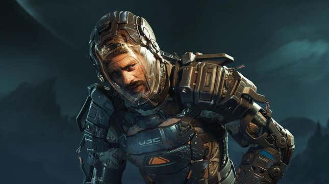 A man in a space suit appears exhausted with the lack of proper crediting in video games. 