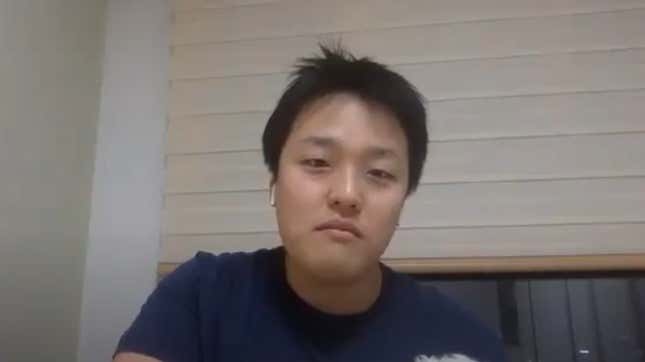 A screenshot of Do Kwon staring at the screen during a live AMA last year.