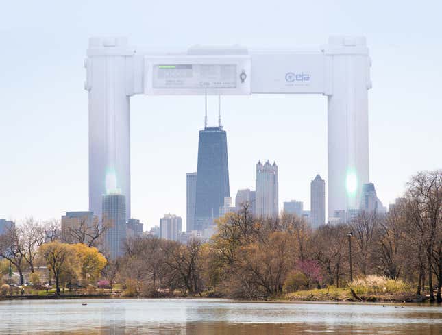 Image for article titled Chicago Cracks Down On Rising Violence By Installing Enormous Metal Detector Over City