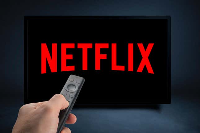Stock photo Netflix logo on screen