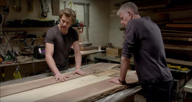 Bourdain with furniture-maker Mats Christeen.