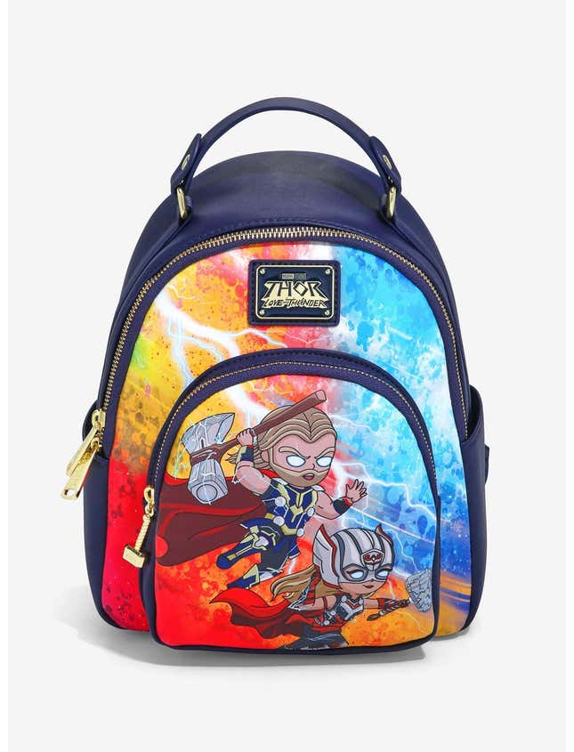 Thor and Mighty Thor on a backpack