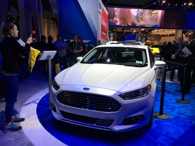 One of the self-driving Ford Fusions being tested in the US.