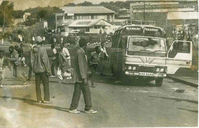Clashes in a matatu parking lot in 1991.