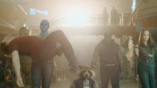 The Guardians walking... wait, is Peter Quill dead?