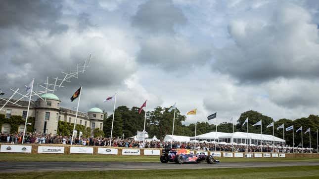 A Formula 1 car drives at the Goodwood Festival of Speed