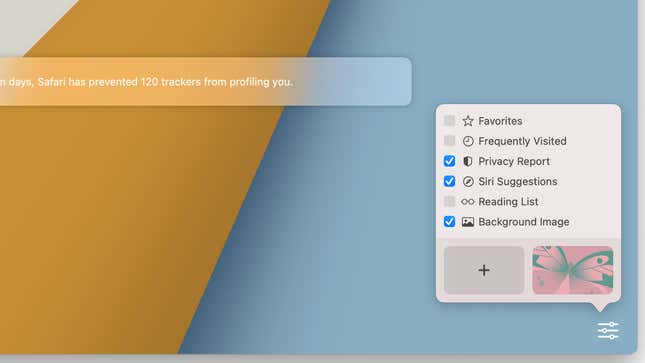 Customizing the Start page in Safari on Mac.