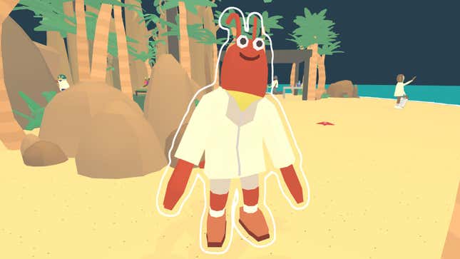 A very happy lobster in a shirt in Frog Detective.