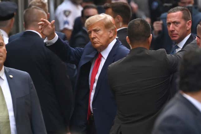 Former President Donald Trump seen arriving at New York City Criminal Court to be arraigned on charges related to hush money payments