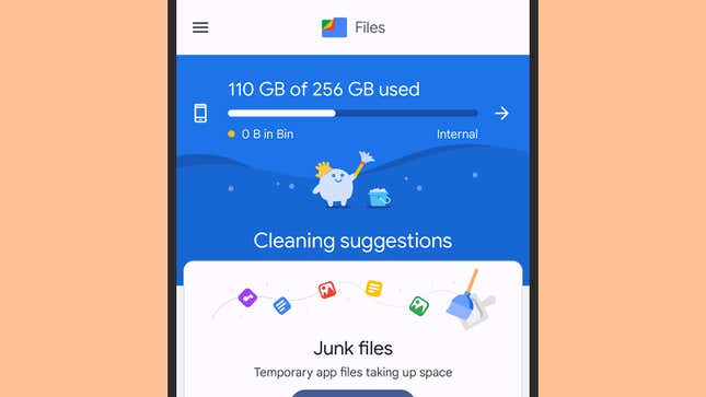 A photo of the Android files app