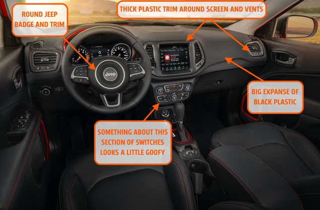 Image for article titled It's Ridiculous How Much Nicer The New Jeep Compass' Interior Looks
