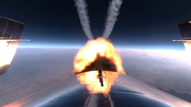 VSS Unity during the engine burn stage of the mission on July 11, 2021.