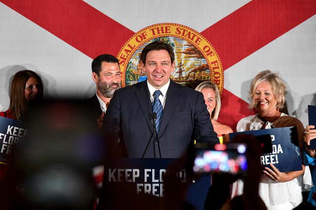 Republican gubernatorial incumbent Gov. Ron DeSantis, speaks to supporters Tuesday, Aug. 23, 2022, in Hialeah, Fla. DeSantis will face U.S. Rep. Charlie Crist in November.