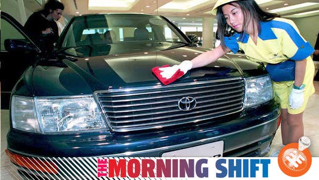 From 1995: A Toyota employee polishes the hood of a “Celsior,” a domestic version of the Japanese luxury sedan Lexus LS400, at Toyota’s showroom 28 June in Tokyo. Auto talks between Japan and the US in Geneva are in their last stages, with the US likely to impose trade sanctions against Japan if agreement is not met by the 28 June deadline. The sanctions will subject 12 Japanese cars, including Lexus, to 100 percent duties.